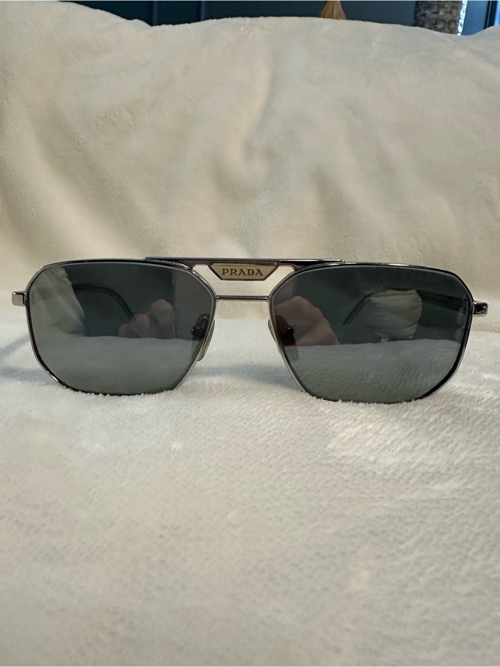 Prada PR 58YS - Silver Rectangular Aviator Sunglasses
